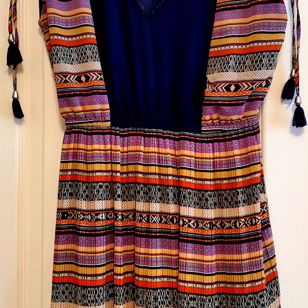 Double Zero Multicolor Striped Backless Dress - image 1